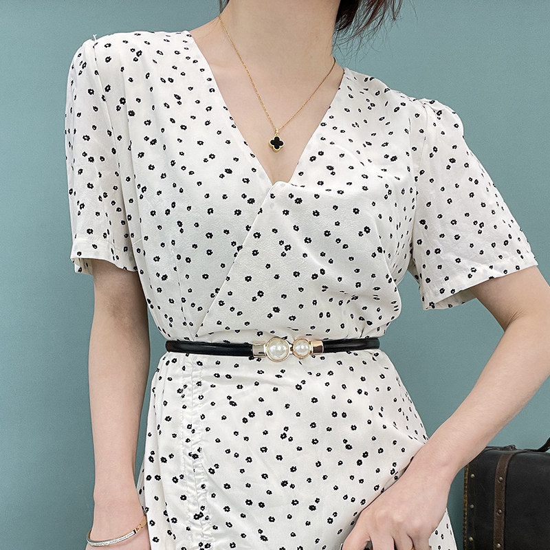 哑光真皮腰带女细装饰配连衣裙子毛衣收腰百搭珍珠对扣驼色小皮带,淘宝优惠券,粉丝福利购,淘宝优惠卷