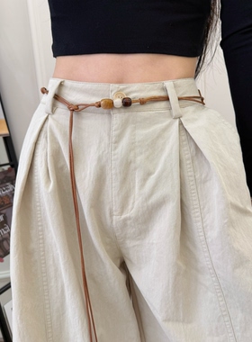 系带腰绳打结腰带女款配裙子夏季简约百搭装饰细腰链长款串珠腰饰