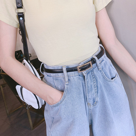 小皮带女真皮细简约百搭ins风二层牛皮裤腰带女装饰配连衣裙毛衣