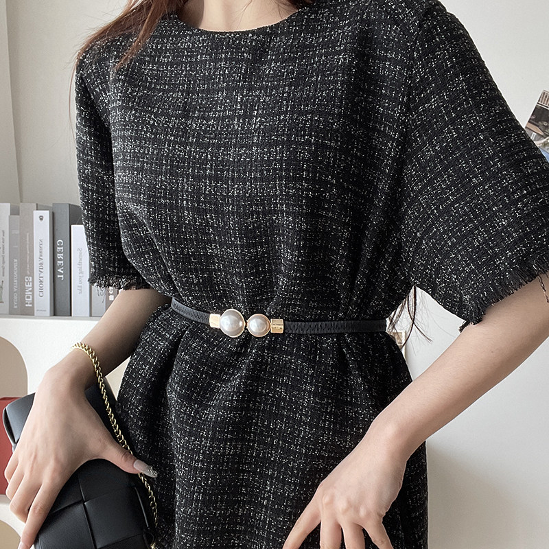 自制新款金属对扣腰带女弹力装饰配连衣裙子外套黑色杏色松紧腰链,淘宝优惠券,粉丝福利购,淘宝优惠卷