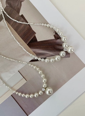 赛伊娜轻奢高级感碎银子纯银锁骨链小红书同款法式施家珍珠项链女