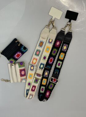 包带斜挎手机带波西米亚手机带加拉链口袋小包可调节手机背带