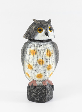 仿真猫头鹰360旋转头户外驱鸟摆