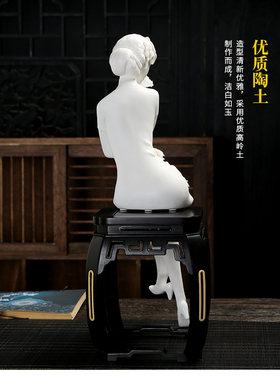 人物古典美女风摆件白瓷工艺品