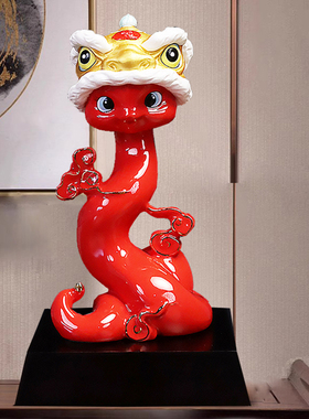 十二生肖红蛇摆件招财摆件
