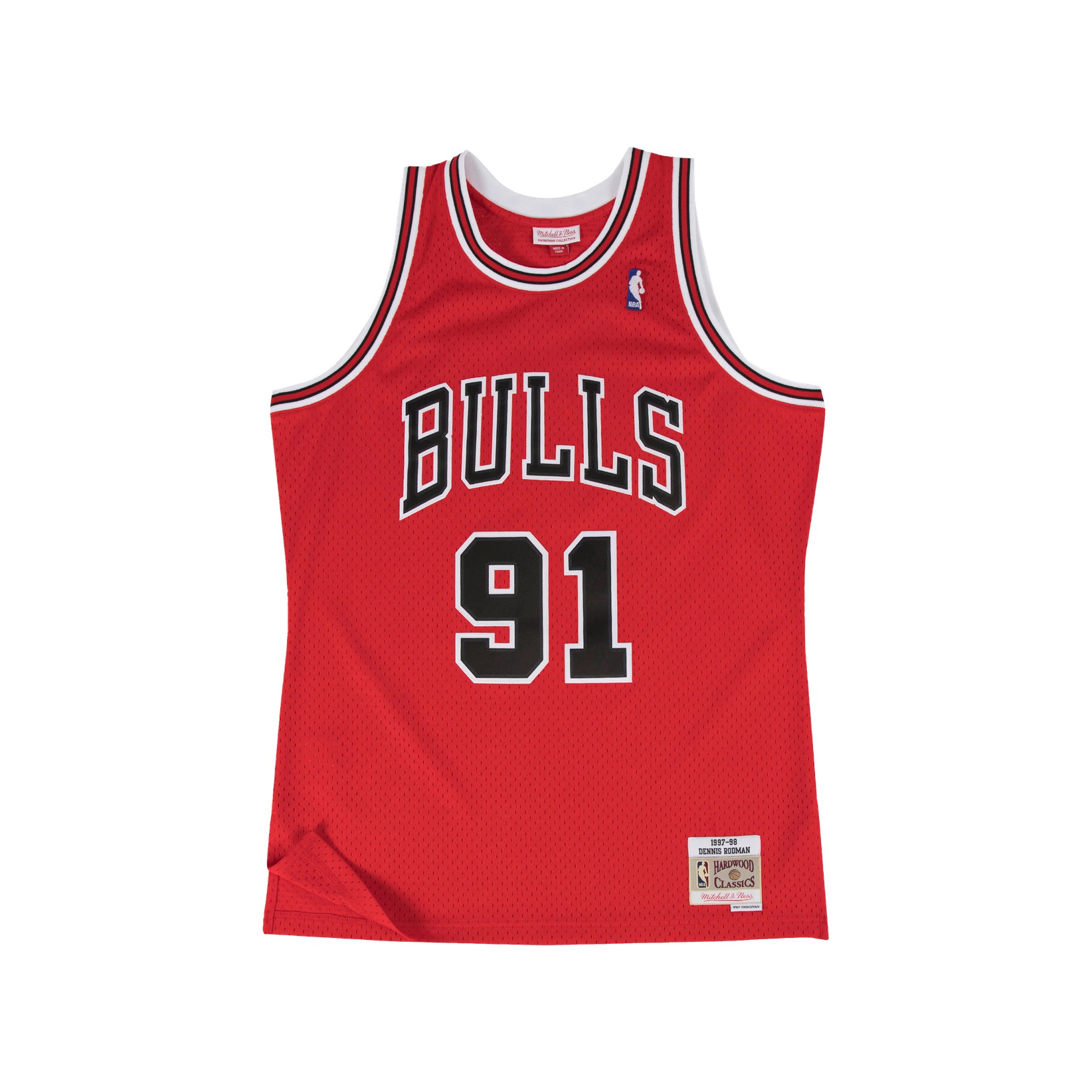 复古球衣SW 公牛队 1997-98赛季罗德曼 红色客场NBA-Mitchellness - 图0