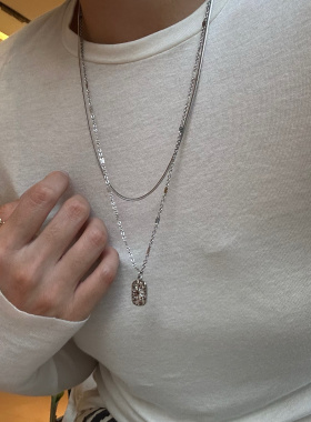 734钛钢不掉色可洗澡蛇骨项链双层加长毛衣链百搭秋冬通勤简约新