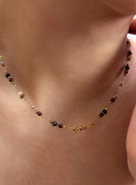 734金色香槟亮晶晶项链女款锁骨链小众设计感高级气质百搭颈链