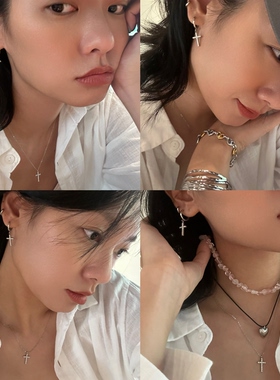 734钛钢镶嵌亮晶晶温柔气质欧美锁骨bulingbuling精致十字架项链