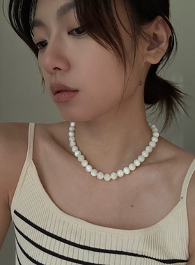 734号清冷复古温柔气质项链白色天然海贝壳锁骨链百搭日常串珠新