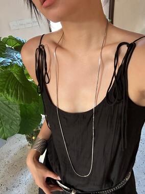 734可洗澡2.0mm冷淡风高级不掉色锁骨钛钢项链八角棱蛇骨链