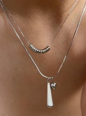 734钛钢可洗澡不掉色双层流苏百搭日常水滴锁骨项链