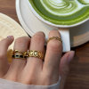 734 Titanium Steel Hands-washing No need to remove or fade Index finger ring European and American finger rings with adjustable retro diamond ring