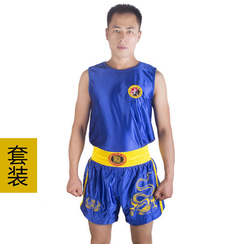 九段龙套装散打衣服拳击服搏击裤武术儿童服装训练泰拳男女短裤子 - 图0