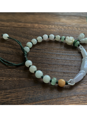 风翡翠编制手链原创设计