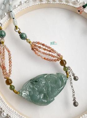 天然翡翠原创手工编织吊坠项链