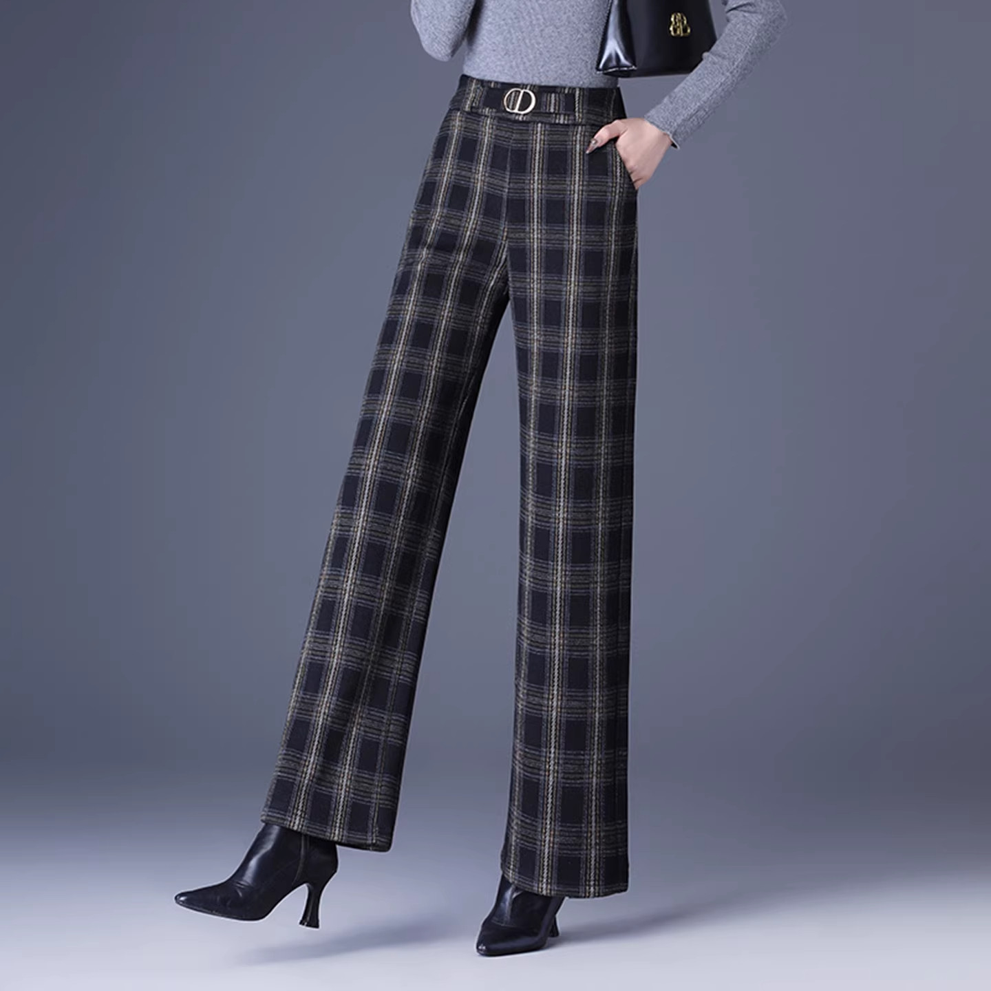 清仓捡漏窄版毛呢阔腿裤女春秋冬季大码加绒加厚小个子休闲直筒裤,淘宝优惠券,粉丝福利购,淘宝优惠卷