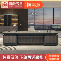 Guochaofeng Intelligent Lifting Fingerprint Owner Table Tennis Red Desk Chairman Big Bandae General Manager Office Furniture