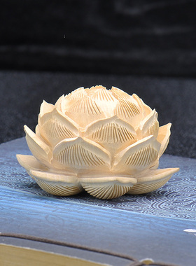 桃木五层莲花摆件实木车挂配饰