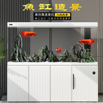 Large fish tank building fake mountain package simulation resin pendulum piece aquarium cloth view interior fish shrimp dodging the complete set of holes