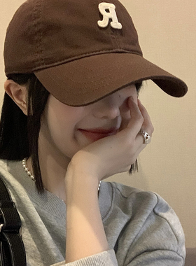 现货新款棒球帽炭灰色硬顶鸭舌帽男女帽子韩版遮阳帽大头围太阳帽