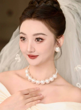 仿珍珠串珠圆珠链女性大气超仙美