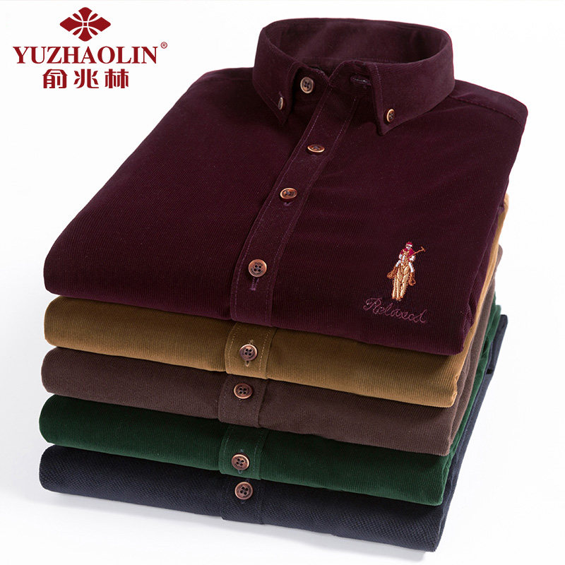 俞兆林纯棉灯芯绒男士长袖纯棉衬衫 俞兆林上海衬衫