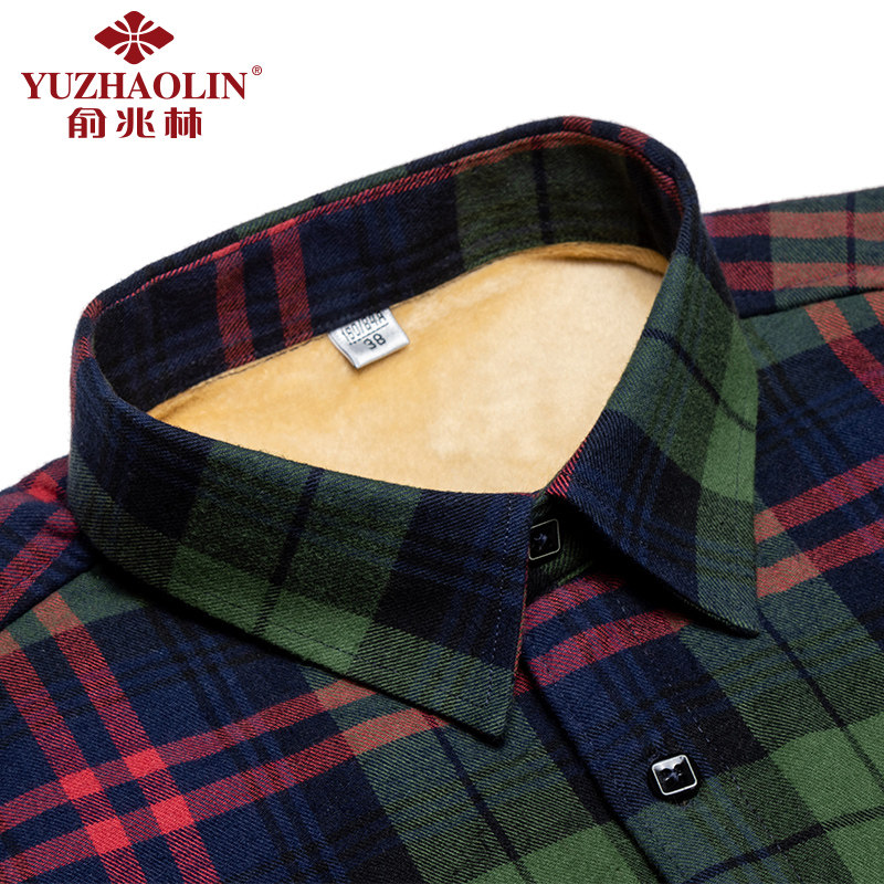 俞兆林纯棉加绒格子2021年款衬衫 俞兆林上海衬衫