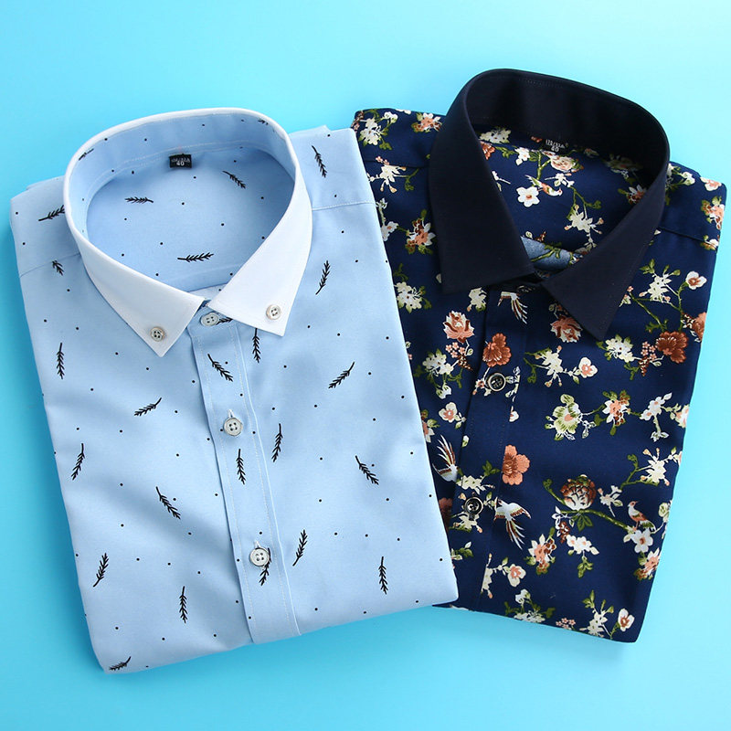 俞兆林纯棉印花薄款长袖寸衫男衬衫 俞兆林上海衬衫