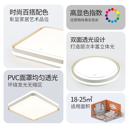 FSL佛山照明led卧室吸顶灯现代简约方形灯具房间过道主卧2026新款 - 图0
