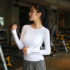 Reflective strip sports top women's fitness clothes long-sleeved quick-drying round neck tight running yoga high elastic letter T-shirt