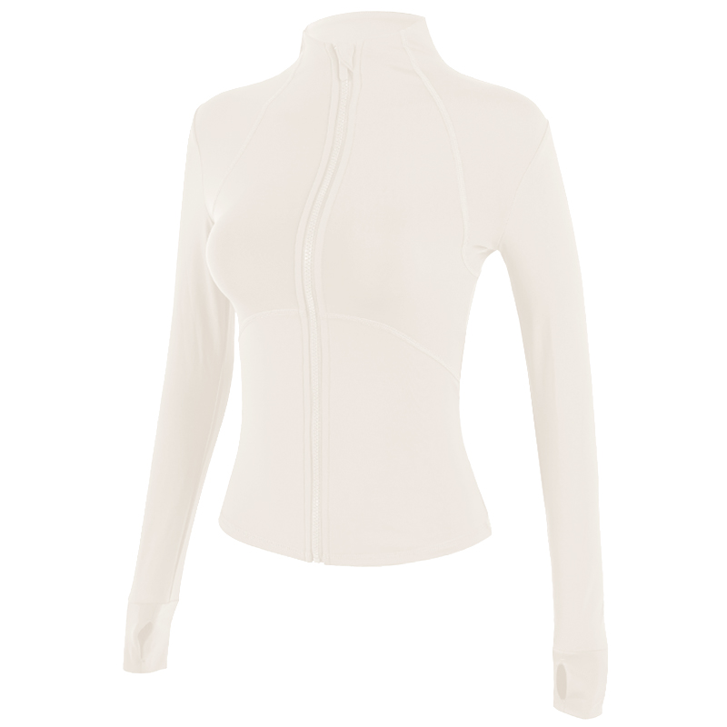 秋冬薄绒瑜伽服外套女立领修身运动上衣显瘦普拉提训练健身长袖新 - 图2