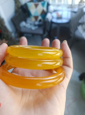 新品促销天然巴西玉髓镯子女款圆手环招财黄玛瑙饰品礼物原创设计