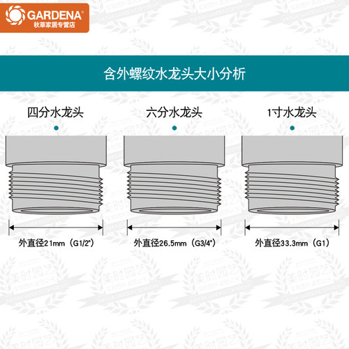德国进口GARDENA嘉丁拿外螺纹四分水龙头接头水管快速连接头 - 图2