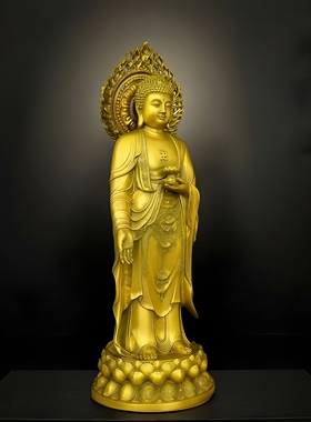 黄铜西方三圣佛像供奉摆件