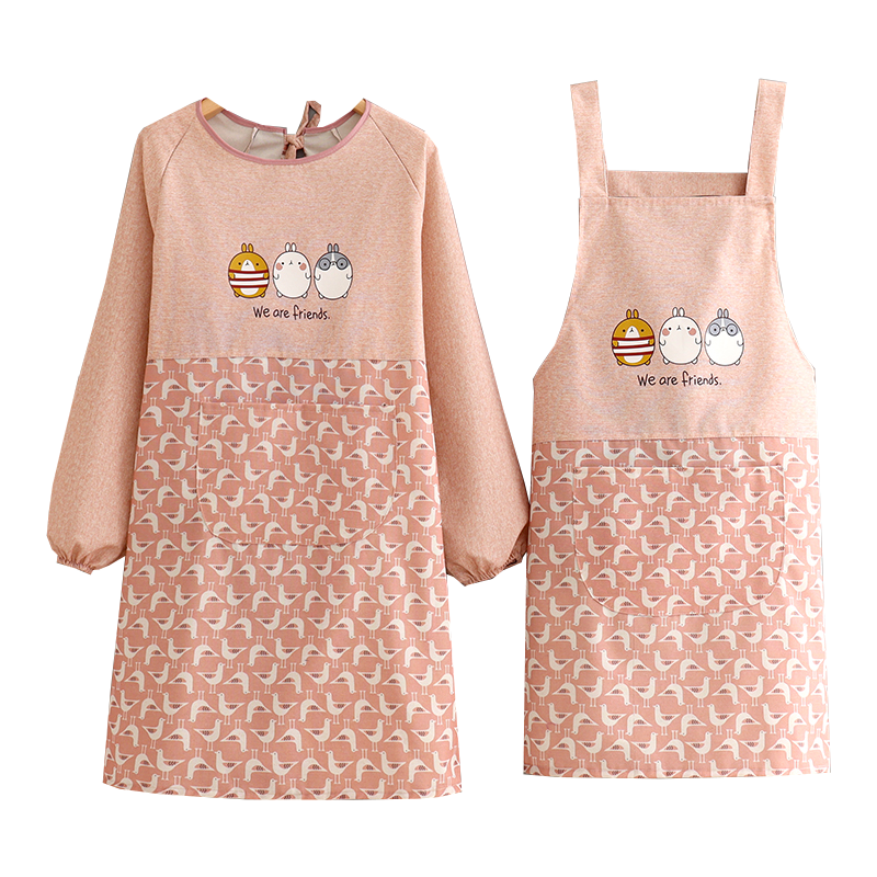 洋气新款围裙韩版罩衣女帆布厨房长袖做饭家用日系工作服布料防污,淘宝优惠券,粉丝福利购,淘宝优惠卷