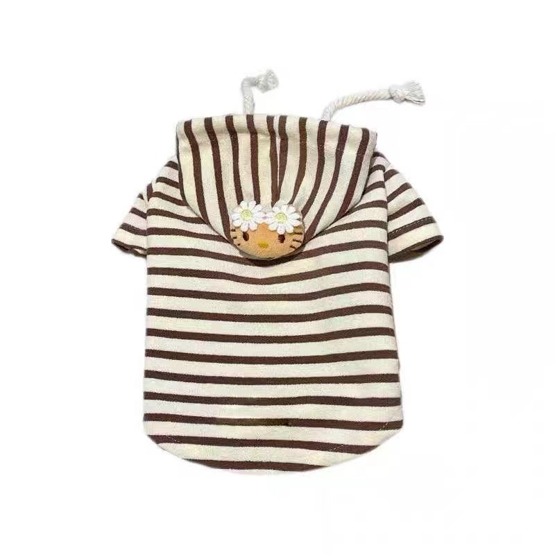 2025新款狗狗衣服宠物连帽卫衣条纹色马尔济斯比熊泰迪猫咪可爱风 - 图1