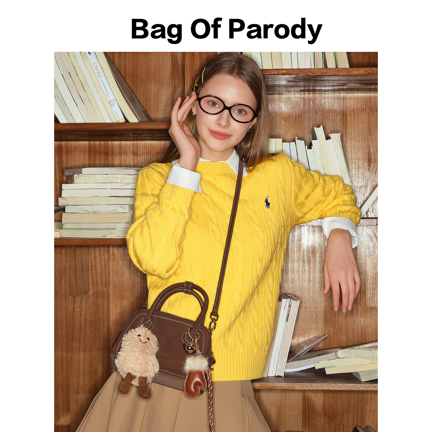 bagofparody贝壳包sw2024秋冬新品枕头包荔枝纹真皮手提包