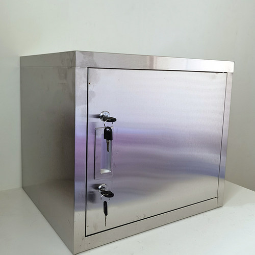 不锈钢柜子储物柜挂壁储物箱带锁家用收纳柜双锁双人保密柜药品柜 - 图3