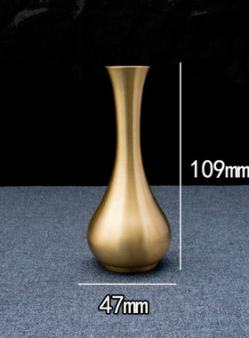 新款 创意黄铜瓶家居桌面纯铜禅意观音净水花瓶装饰摆件