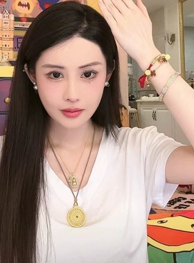 越南沙金古法八宝罗盘项链