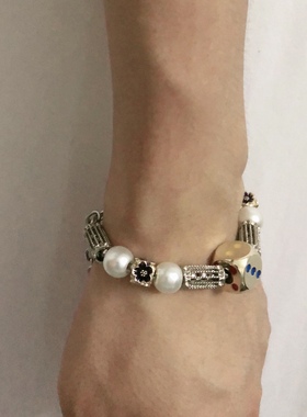 TRIPLE J骰子手链四面花景泰蓝高级感时尚设计情侣小众珍珠配饰