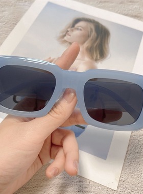 大框防晒蓝色海边墨镜