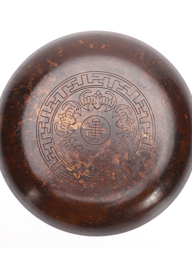 黄铜珐琅掐丝碟子五福寿字景泰蓝