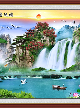 沙发画迎客松客厅画背景墙画