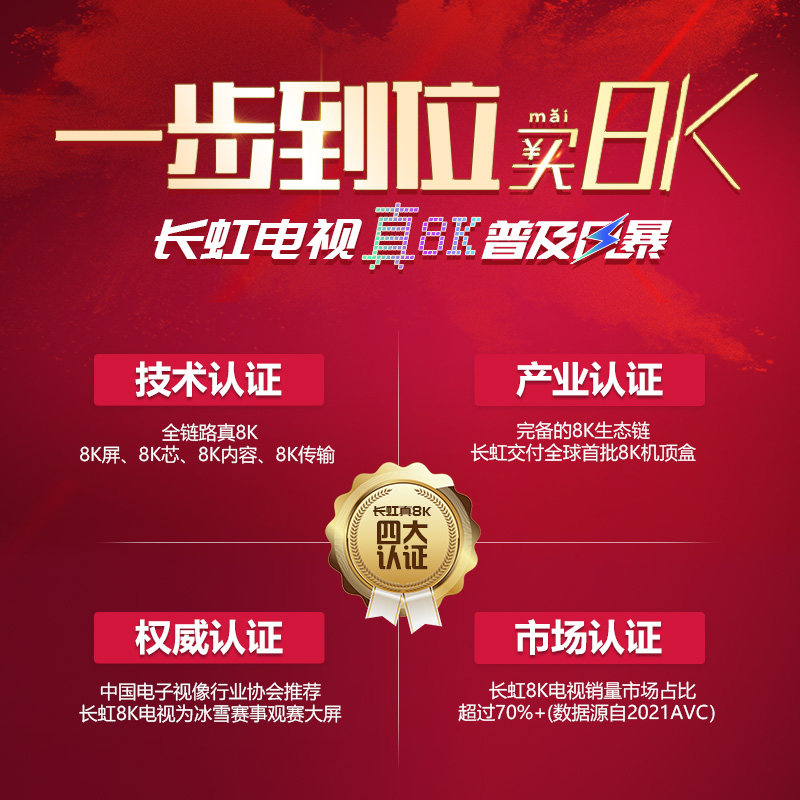 长虹65e8k 65英寸超薄8k 5+云游戏 长虹集团平板电视