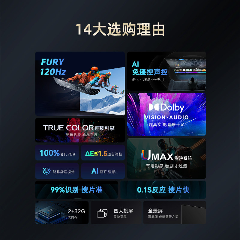 长虹新品国色d6 75英寸高清全面屏 长虹集团平板电视