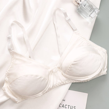 Bra Silk bra ແຂງສີ summer ບາງໆ 100% mulberry silk bra no rims breathable large size seamless underwear for women