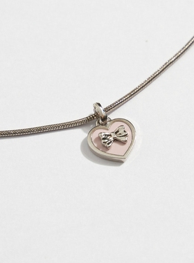 noonoofingers粉红爱心丝带颈链