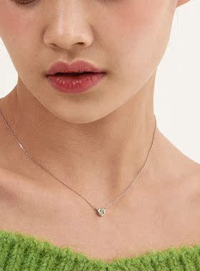 橄榄石水晶爱心项链韩国noonoofingers8月生日祝福礼物精致钛钢